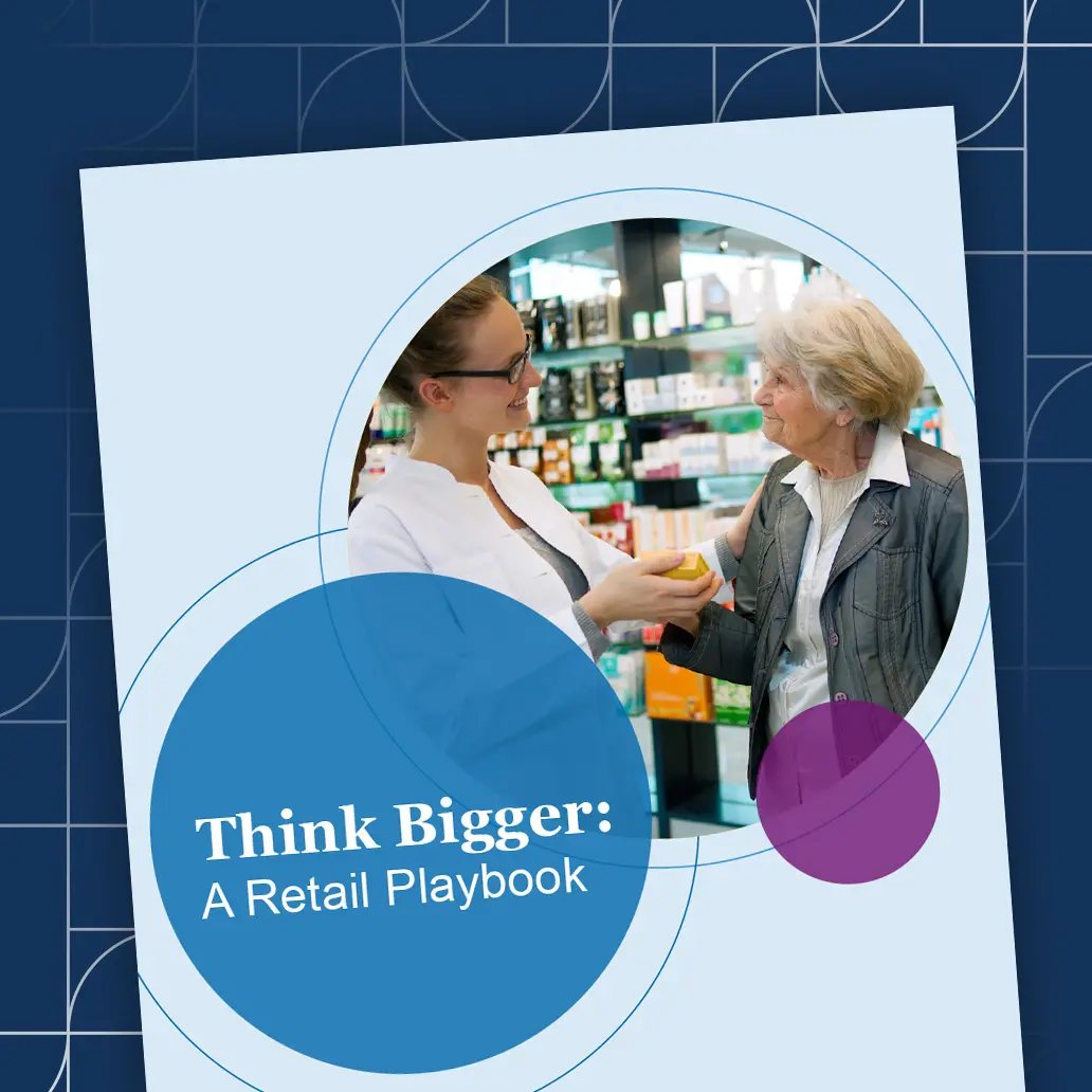 graphic image - Think Bigger: A Retail Playbook and a photo of the HME playbook