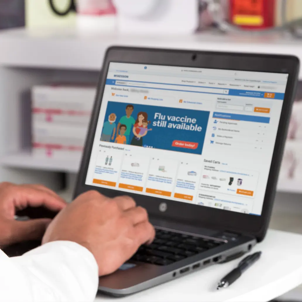 photo of the McKesson SupplyManager home page on a laptop screen