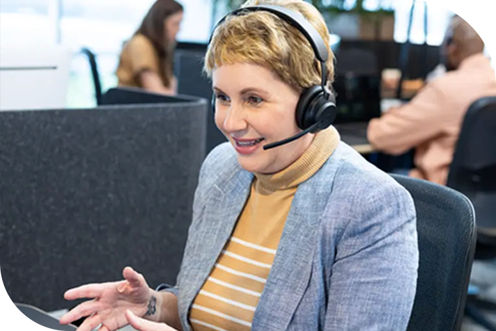 Woman in customer service with a headset