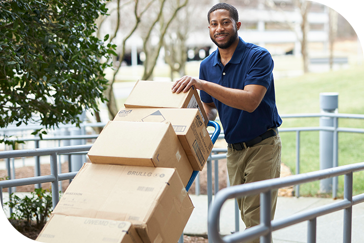 Delivery man with boxes