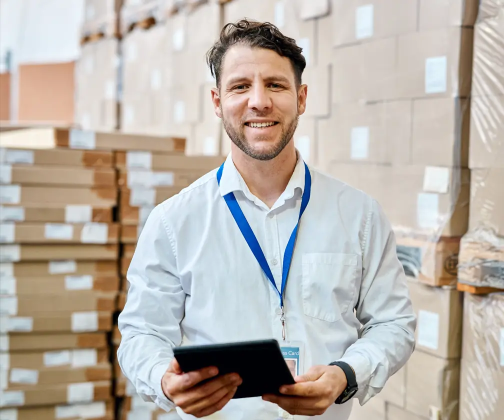 photo of medical supplier with shipments ready to distribute