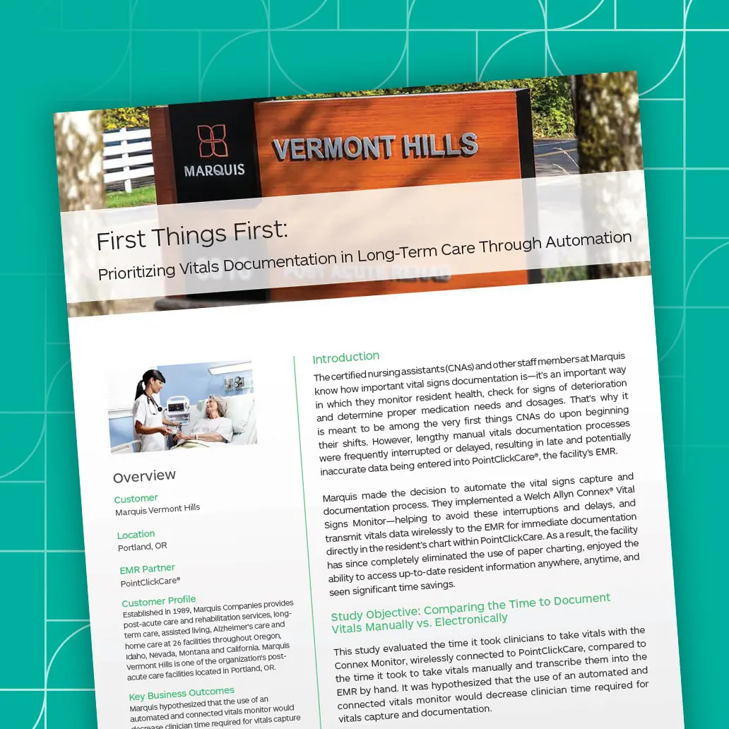 image of the Vermont Hills case study - Prioritizing vitals documentation in long-term care through automation